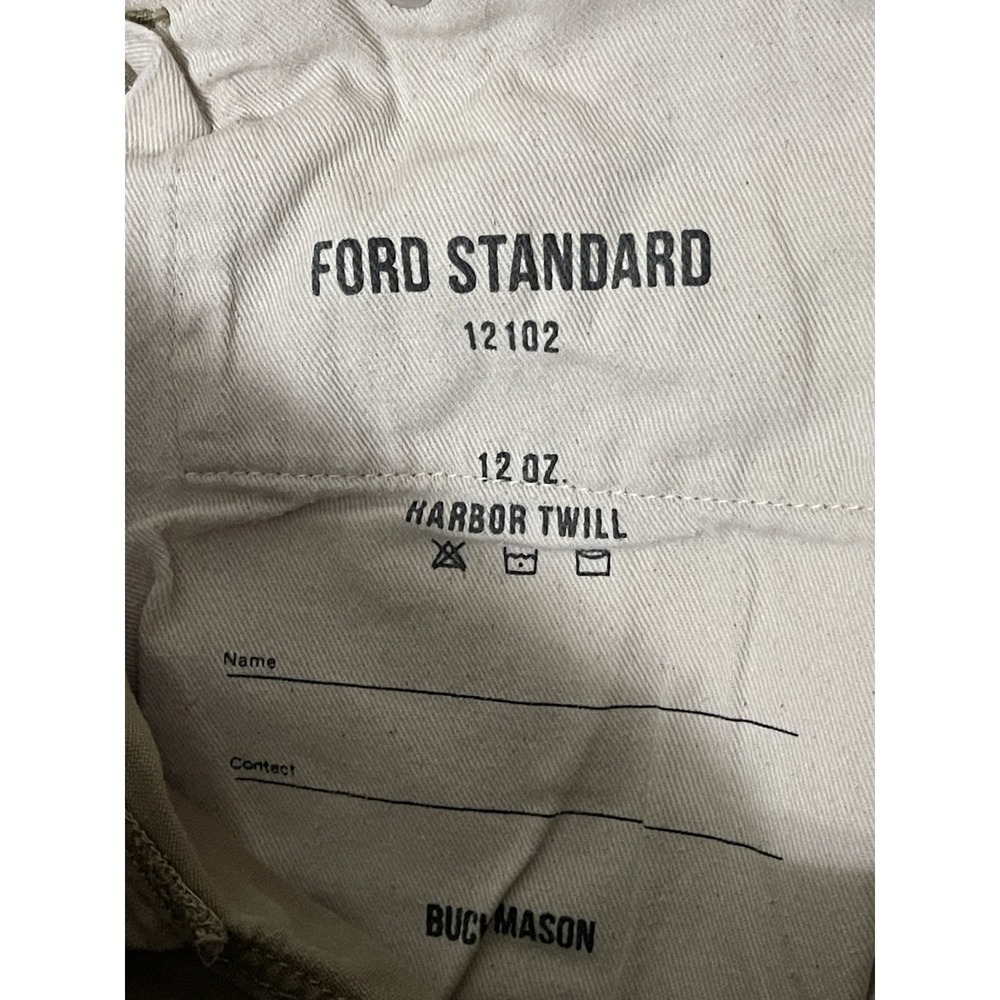 Buck Mason Ford Standard Size 30x34 12 Oz Harbor Twill 98% Cotton Khaki/Tan - Picture 5 of 8